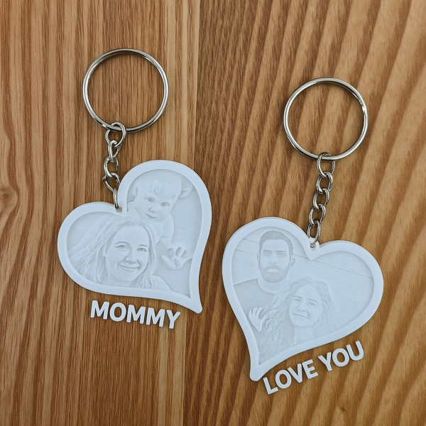 Personalised photo keychain - lithophane keyring heart shaped-2