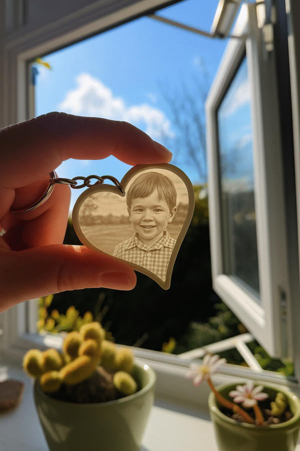 Personalised Heart Shaped Lithophane Keychain 3D Printed - Image 4