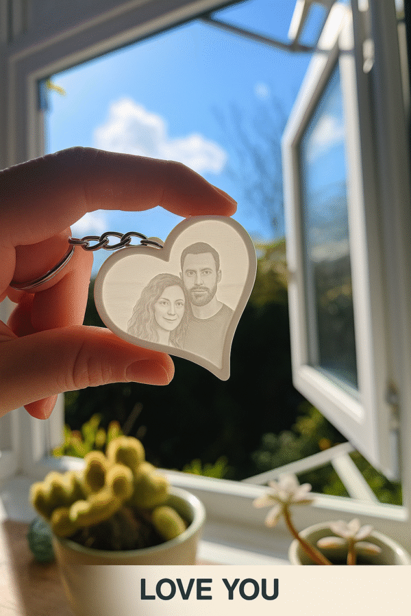 Personalised Heart Shaped Lithophane Keychain 3D Printed