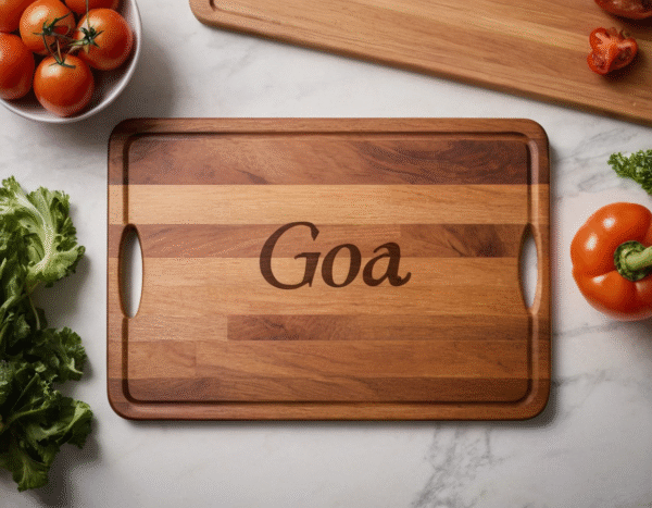 Vegetable Wooden Cutting Board – Handmade in Goa | Custom Name Laser Engraved | Heavy Duty & Food Safe